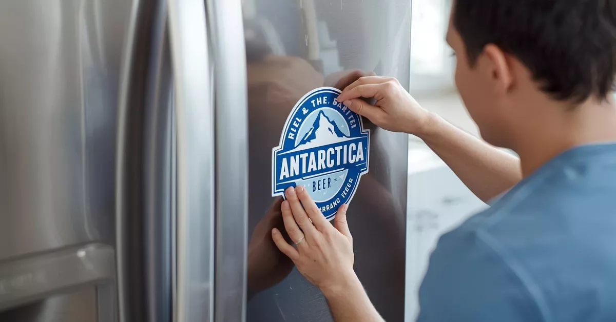 Preofissional removendo adesivo vinilico de envelopamento personalizado em geladeira