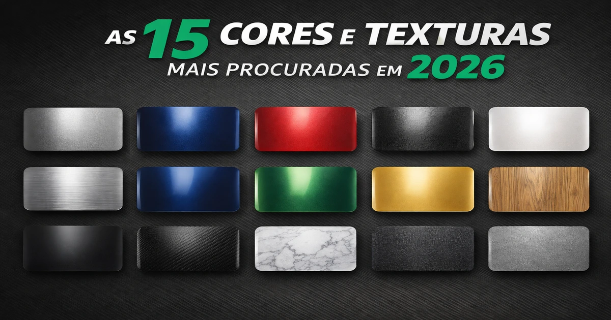 Principais cores para envelopamento vinilico escolhidas em 2026